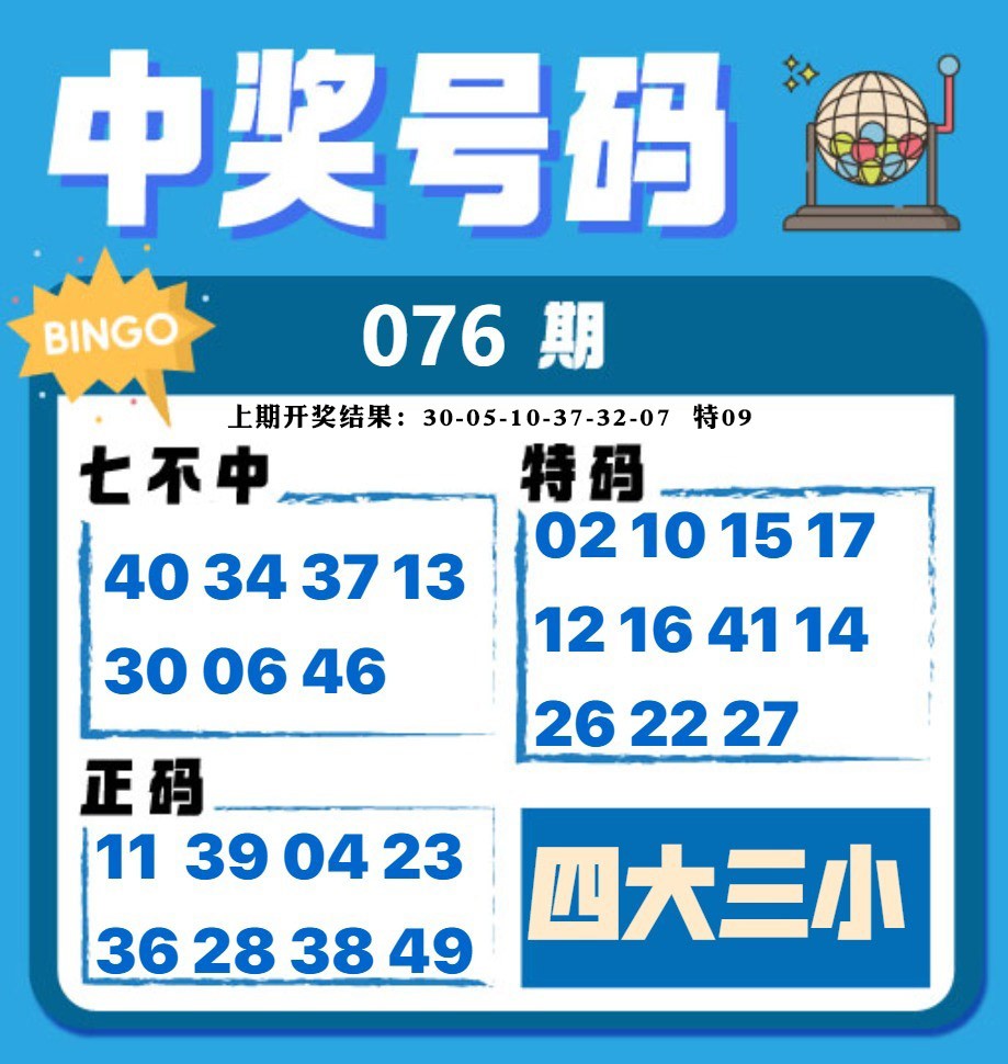 076期中奖号码[图]