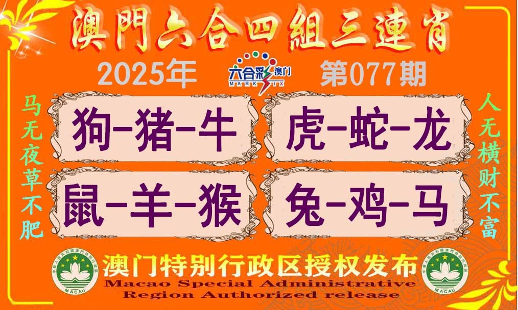 077期六合四组三连肖[图]
