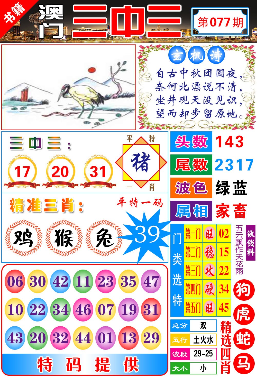 077期澳门宝典三中三[图]