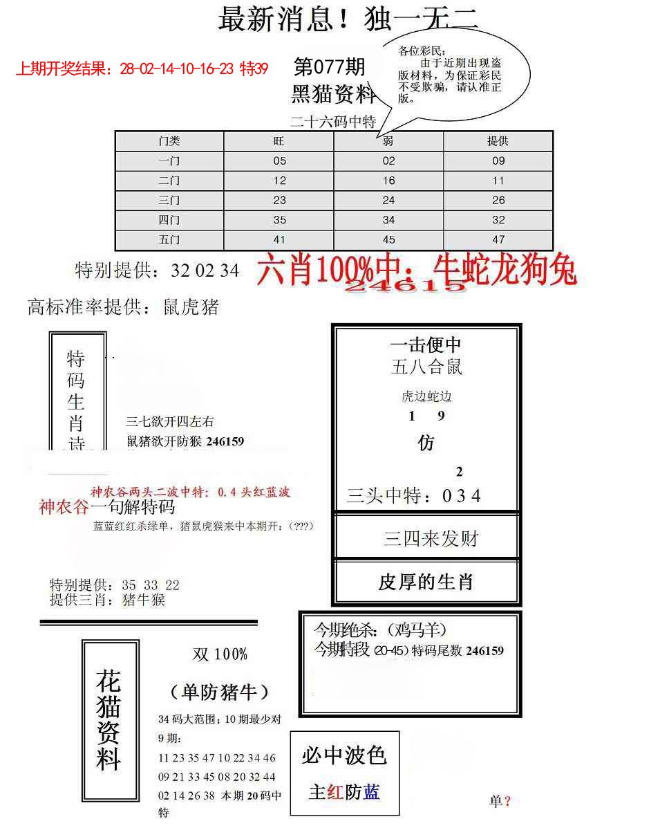 077期独一无二(正)[图]