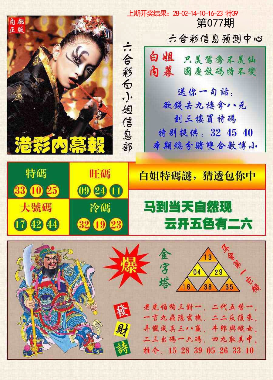 077期港彩内幕报[图]