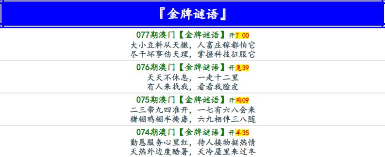 077期金牌谜语[图]