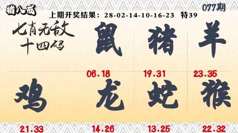 077期七肖无敌14码[图]