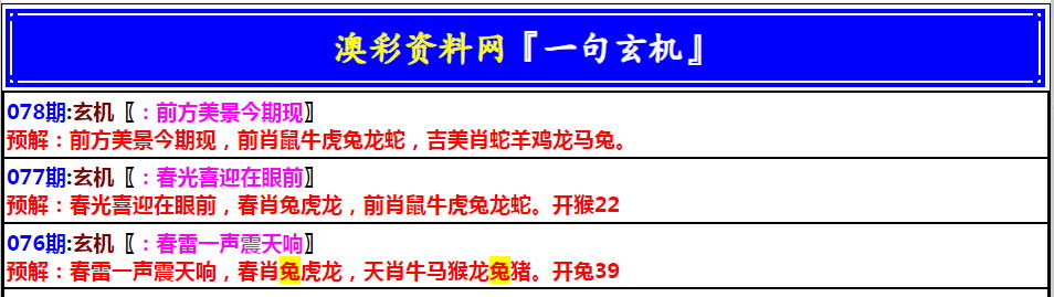 078期澳门一句玄机[图]