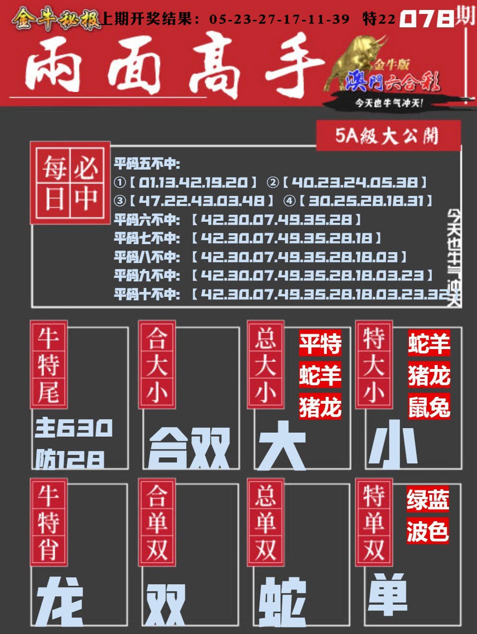 078期金牛两面高手[图]