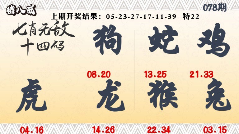 078期七肖无敌14码[图]