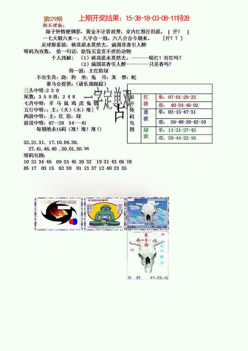 079期狗不理特码报[图]