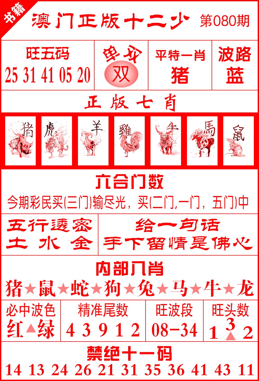 080期澳门十二少[图]