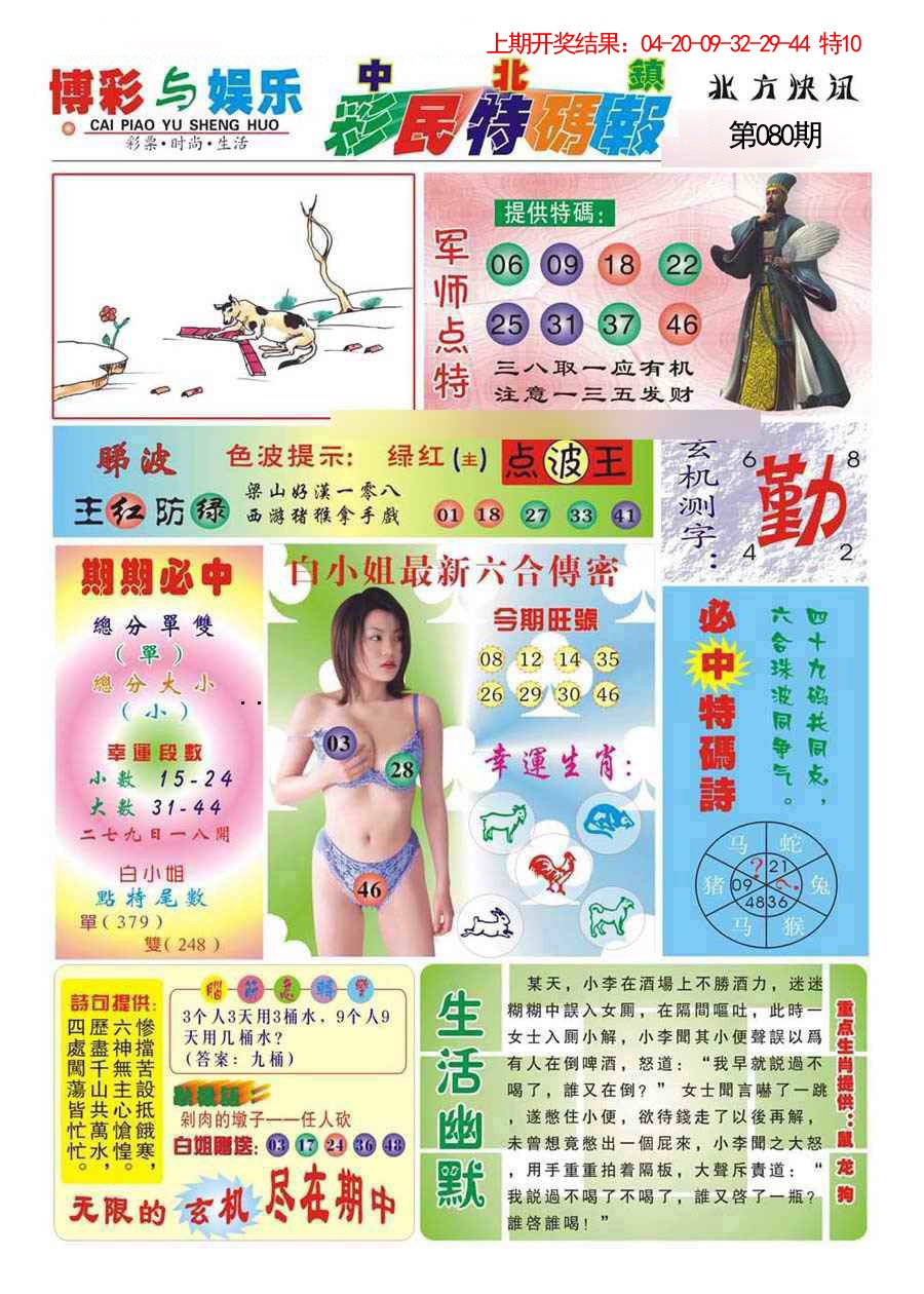 080期中北彩民特码报[图]
