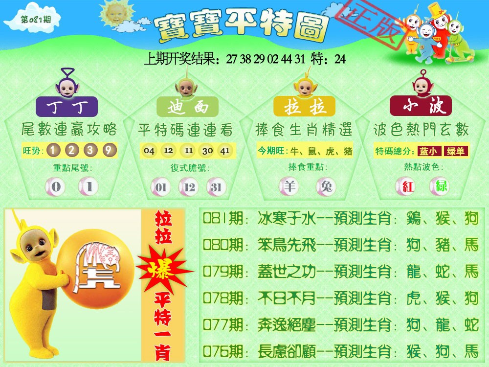 081期天线宝宝平特图[图]