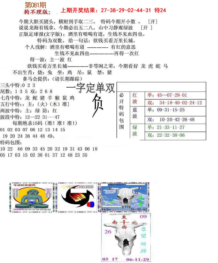 081期狗不理特码报[图]