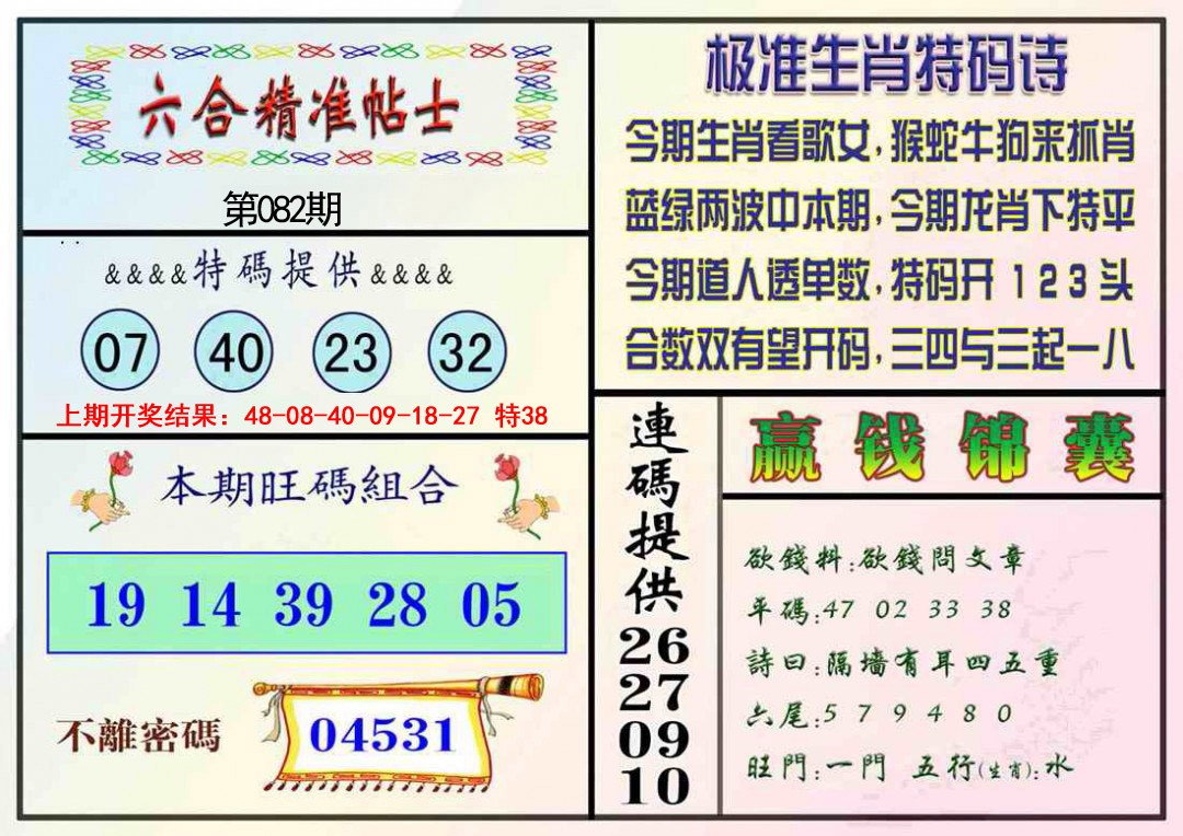 082期精准贴士[图]