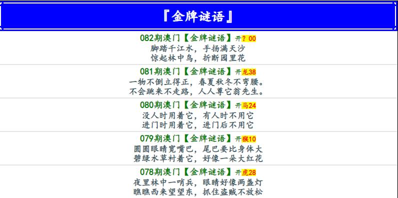 082期金牌谜语[图]