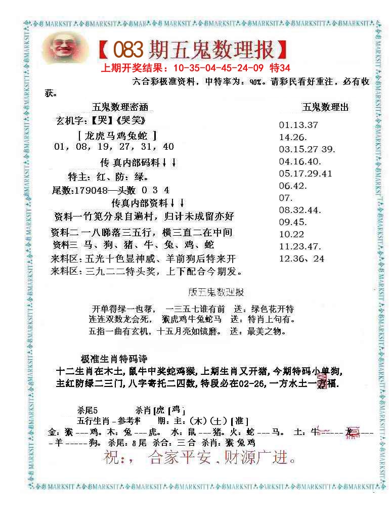 083期五鬼数理报[图]