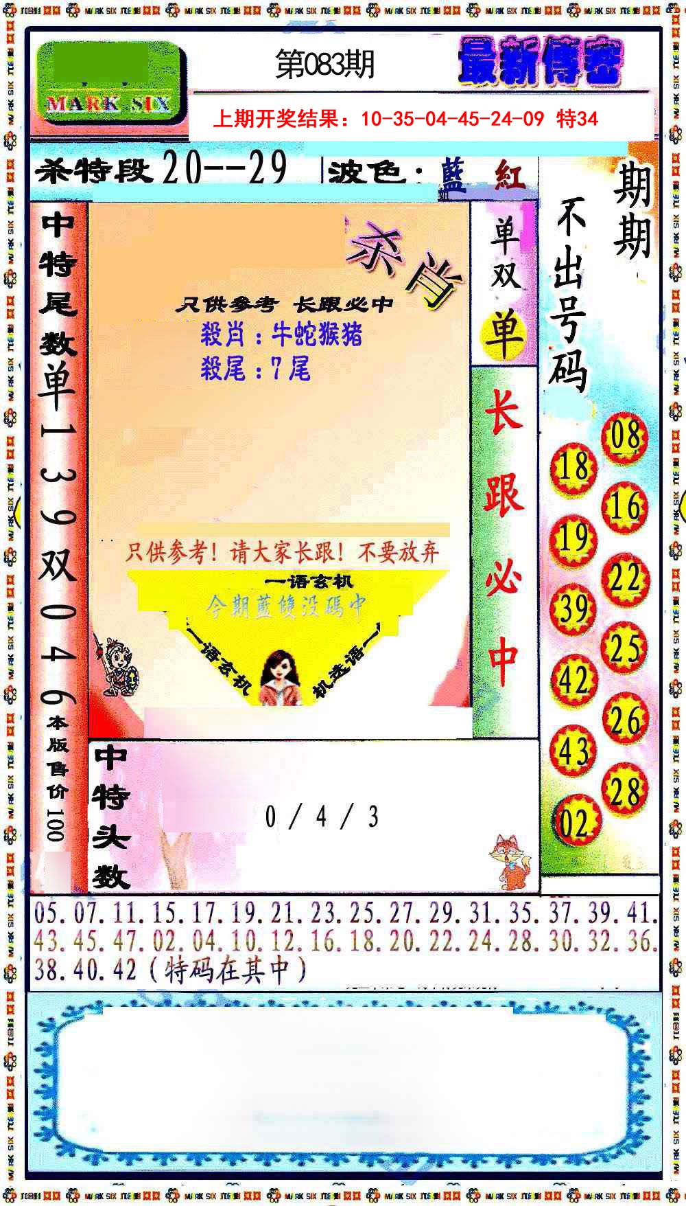 083期最新传密绝杀6肖[图]