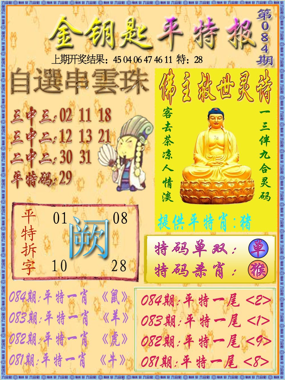 084期金钥匙平特报[图]