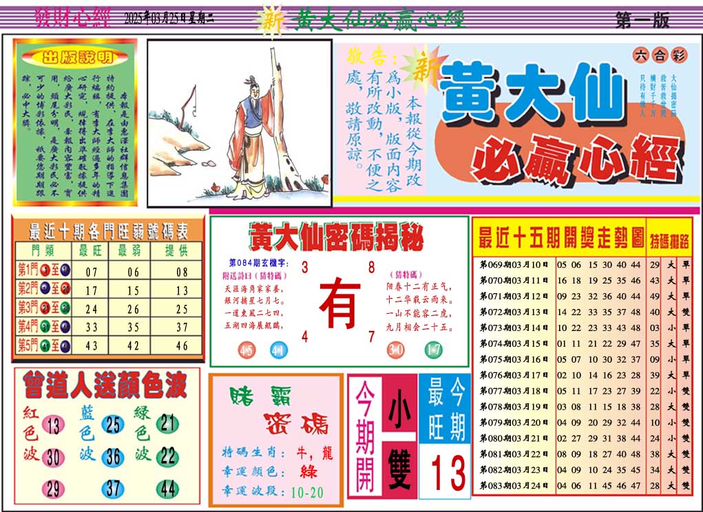 084期黄大仙必赢心经A[图]