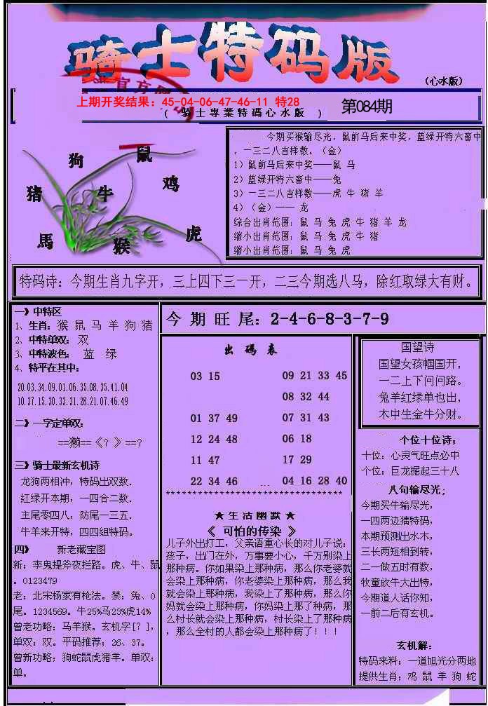 084期骑士特码版[图]