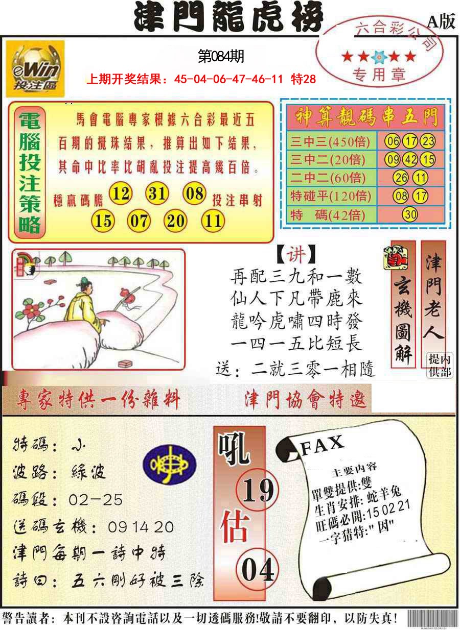 084期津门龙虎榜A[图]