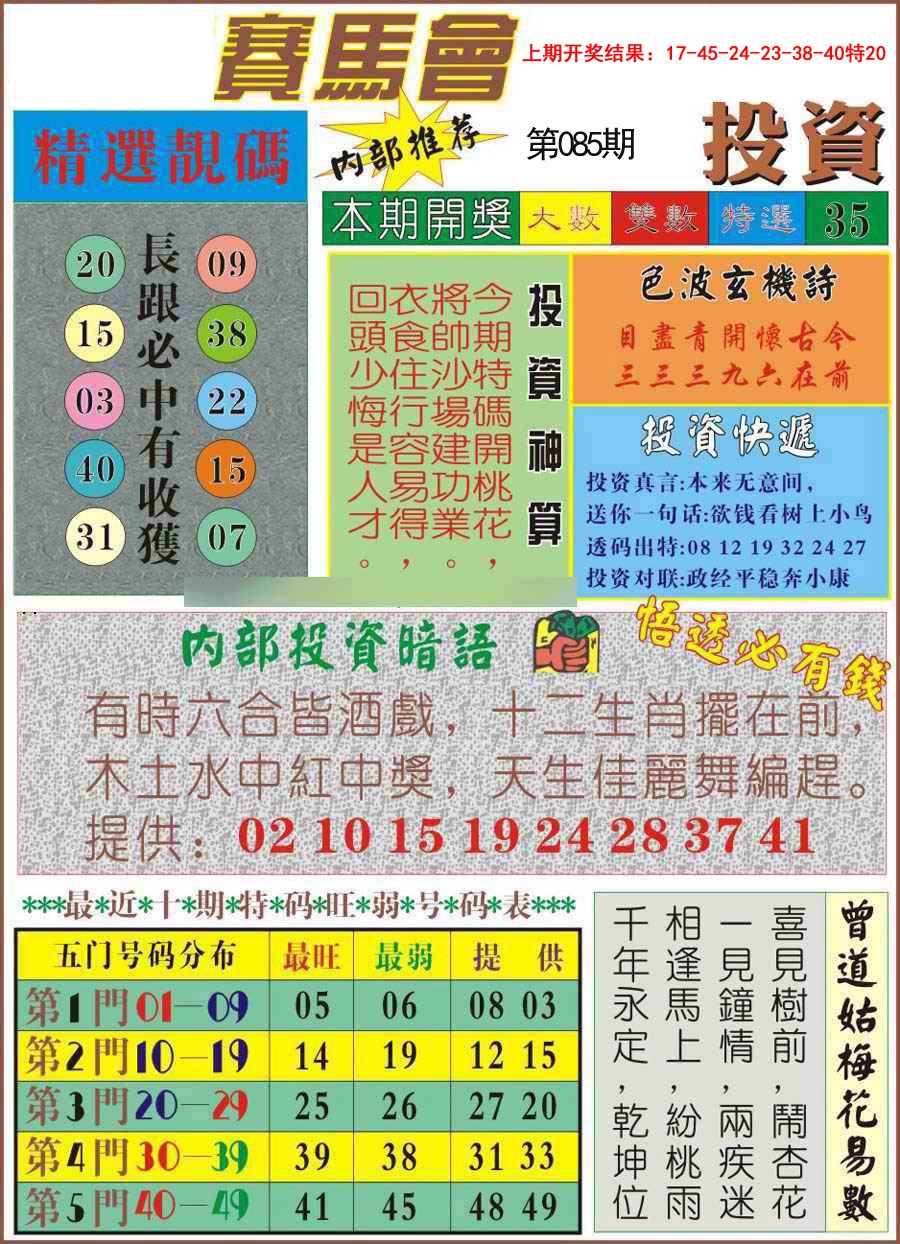 085期马会投资[图]