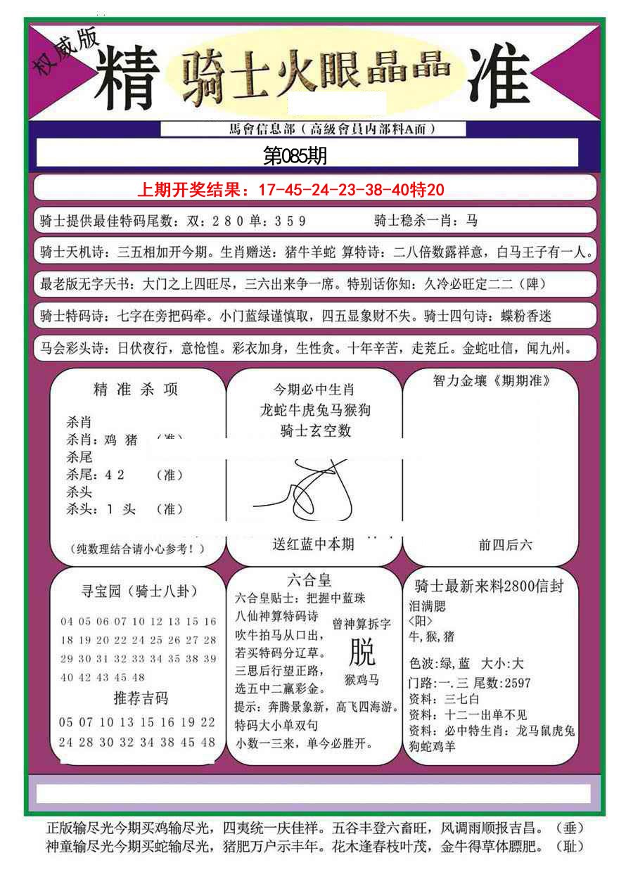 085期骑士火眼晶晶（正）[图]