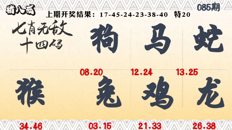 085期七肖无敌14码[图]