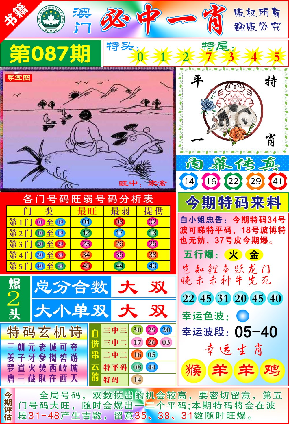 087期澳门玄机一特[图]