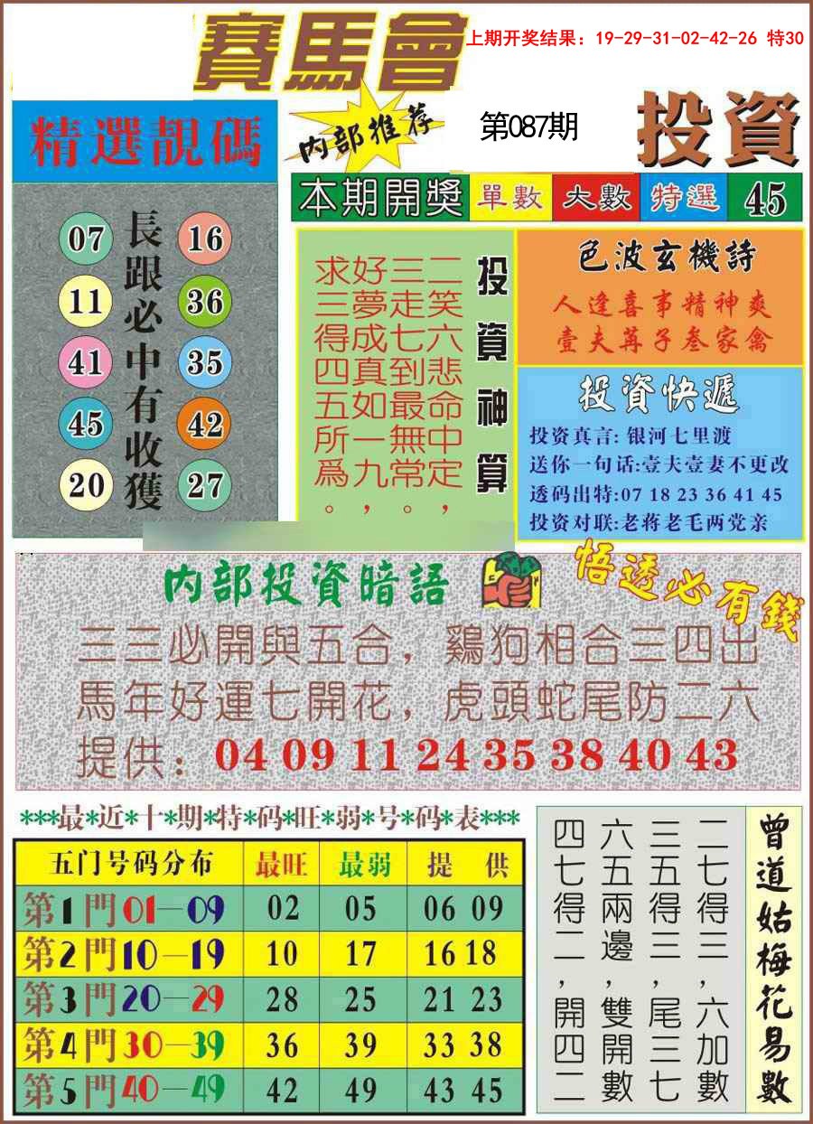 087期马会投资[图]
