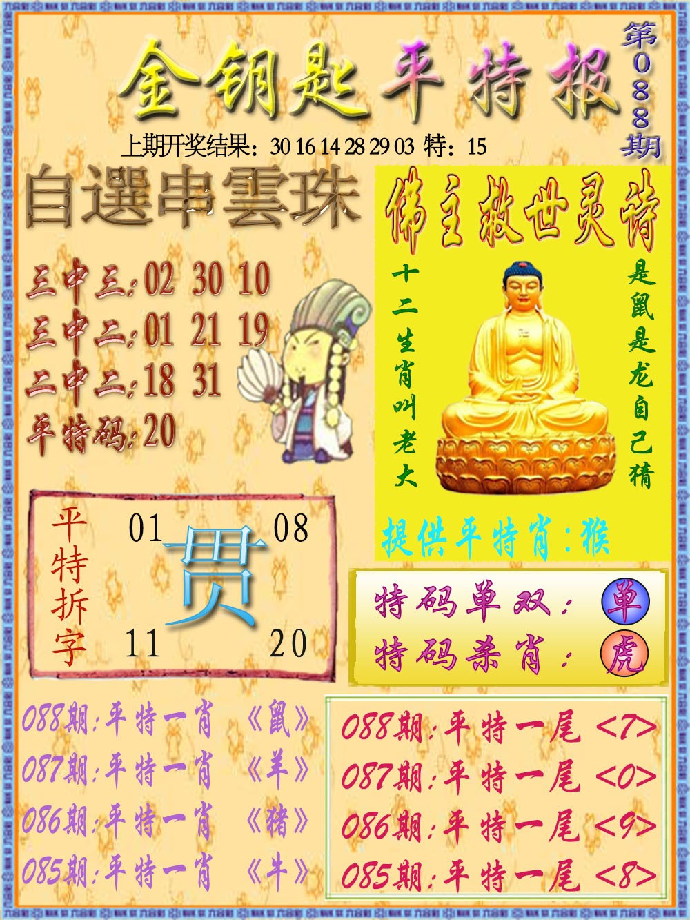 088期金钥匙平特报[图]