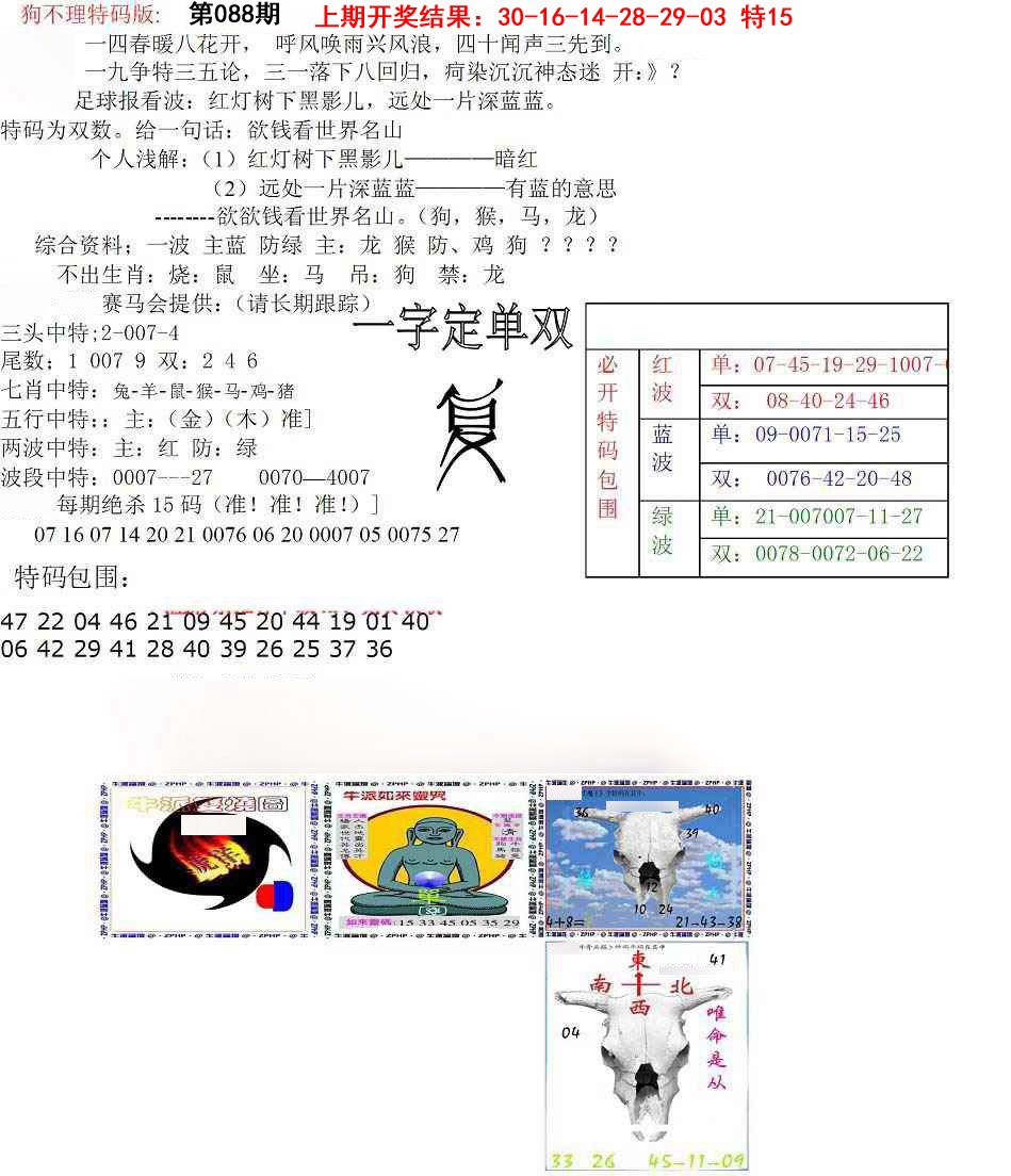 088期狗不理特码报[图]