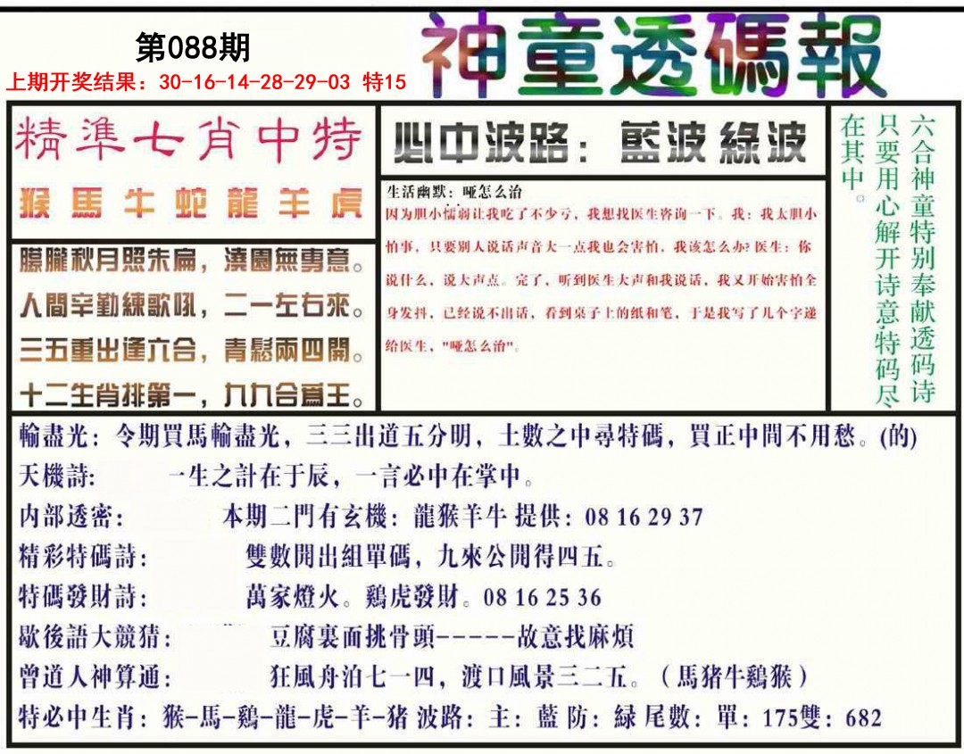 088期神童透码报[图]