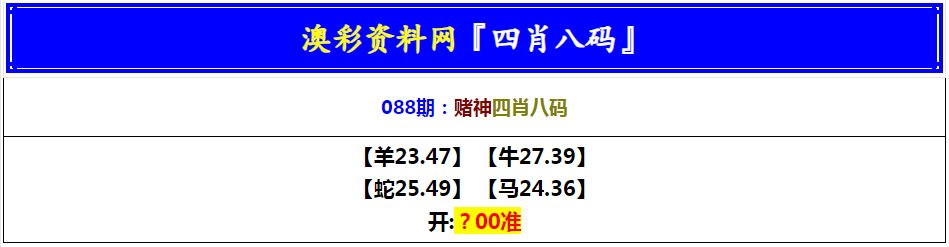 088期赌神四肖八码[图]