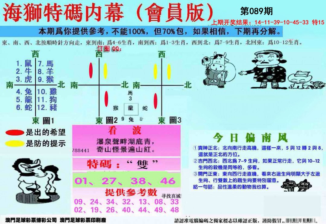 089期另版海狮特码内幕报[图]