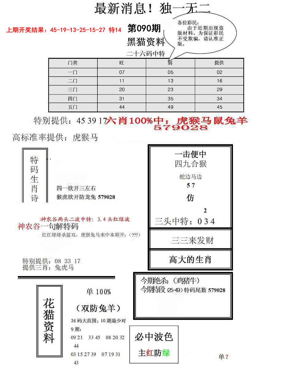 090期独一无二(正)[图]