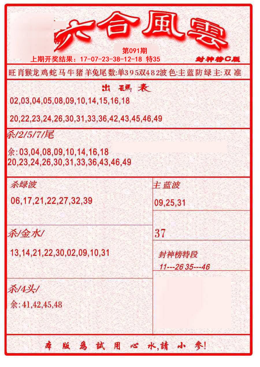 091期六合风云B[图]