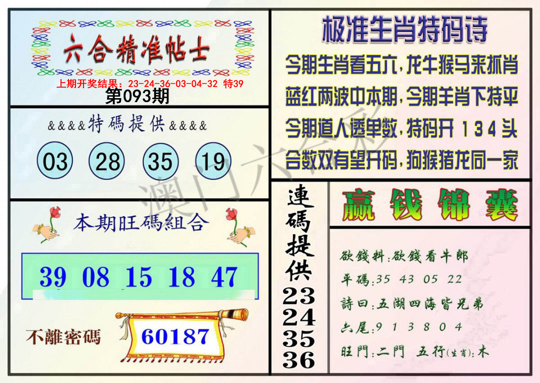 093期精准贴士[图]