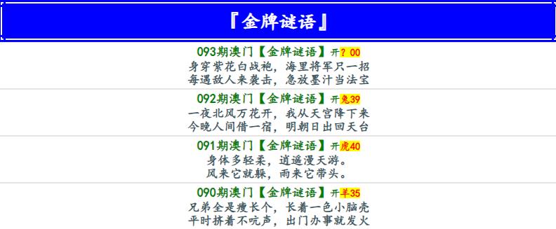 093期金牌谜语[图]