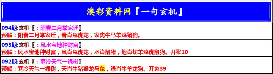 094期澳门一句玄机[图]