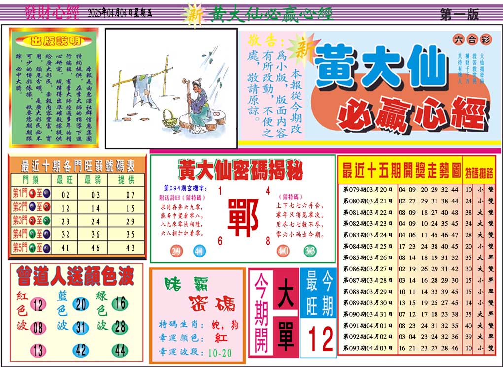 094期黄大仙必赢心经A[图]
