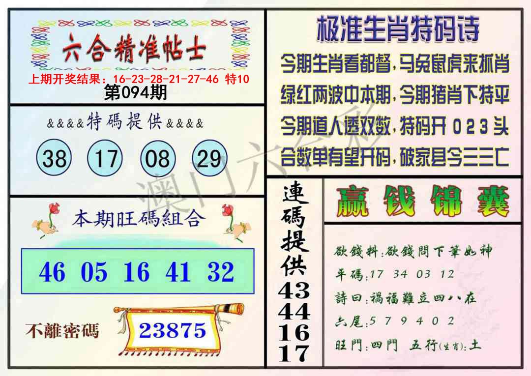 094期精准贴士[图]