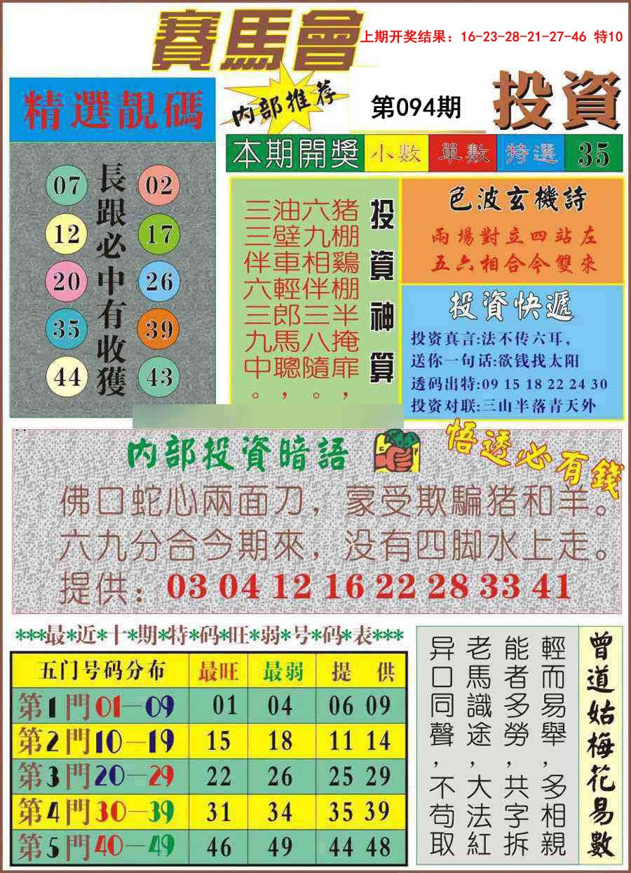 094期马会投资[图]