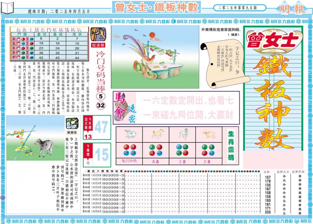 095期曾女士铁板神数A[图]