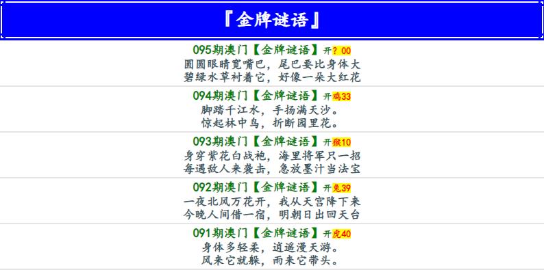 095期金牌谜语[图]