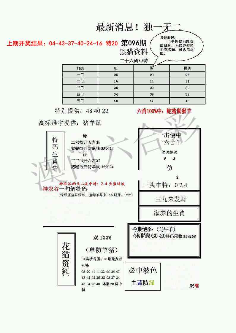 096期独一无二(正)[图]