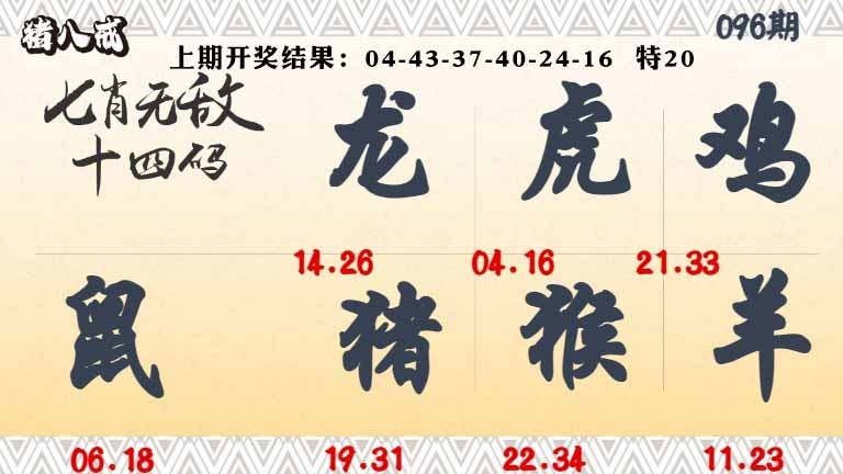 096期七肖无敌14码[图]