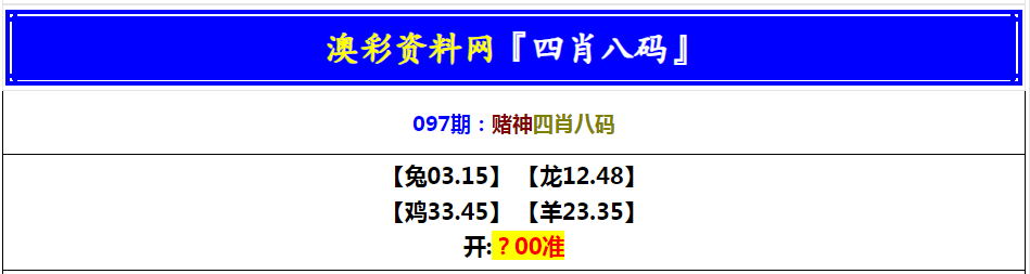 097期赌神四肖八码[图]