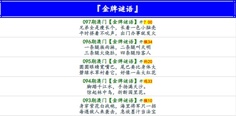 097期金牌谜语[图]