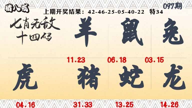 097期七肖无敌14码[图]