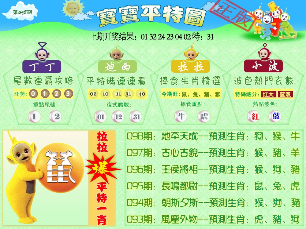 098期天线宝宝平特图[图]