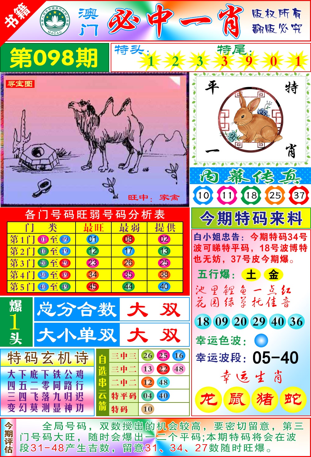 098期澳门玄机一特[图]